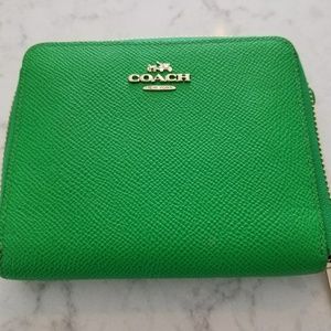 Beautiful Green Leather Authentic Coach Wallet
